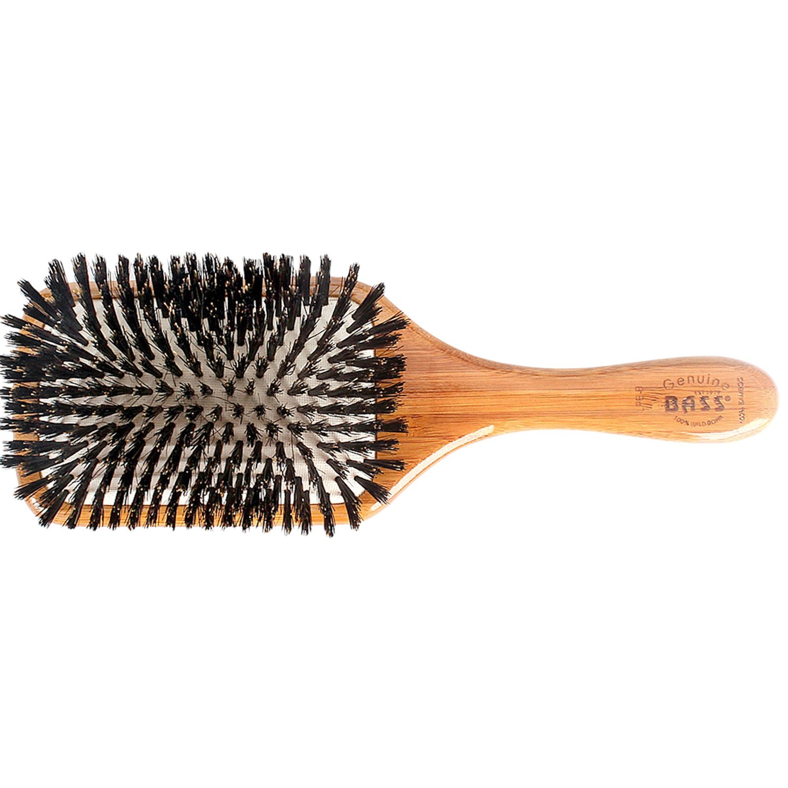 Bass Classic Collection Boar Bristle Paddle Hairbrush, Dark Bamboo