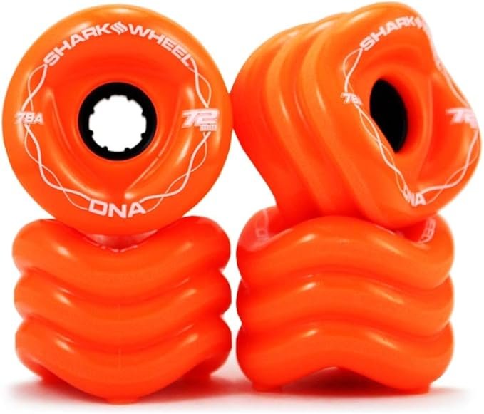 Shark Wheel 72mm 78a Longboard Cruising Wheels, DNA Formula, Set of 4 Wheels (Orange, 72mm)