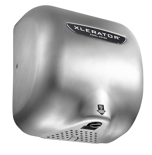 XLERATOR XL-SB Automatic High Speed Hand Dryer with Brushed Stainless Steel Cover and 1.1 Noise Reduction Nozzle, 12.5 A, 110/120 V