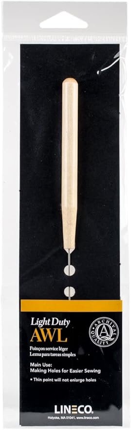 Lineco Light Duty Fine Point Wooden Handle Scratch Awl Tool, 5.75 Inch, for Punching Leather Hole, Sewing and Repairing Craft.