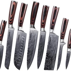 Seido Knives Master Chef Knife Set, 8-Piece Kitchen Knife Set, High-Carbon Stainless Steel Handmade Culinary Knives, Professional Chef Knives, Kitchen Knives