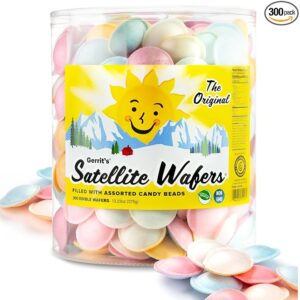 Gerrit's Satellite Wafers Candy - Pack of 300 - Filled with Assorted Beads - Light, Crispy, and Nostalgic Flying Saucer Candy Wafers